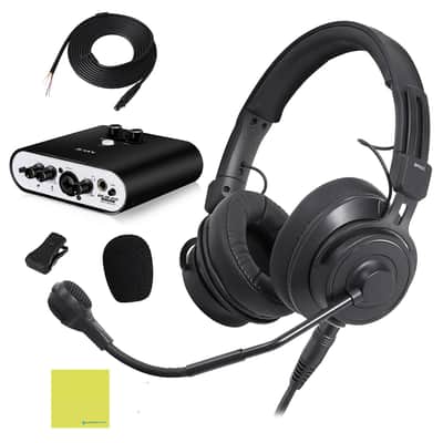 Audio Technica BPHS2 Broadcast Stereo Headset with Hypercardioid Dynamic Boom Microphone, Black Bundle w/ Icon Duo22 Live Audio Interface & Liquid Audio Polishing Cloth image 1
