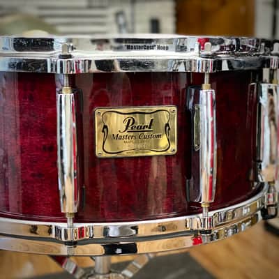 Pearl 6.5x14 Masters Custom Maple Snare Drum - Wine Red - 1990s image 2