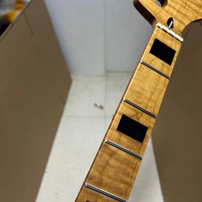 AAA 4 string 21 Frets Roasted Flame Maple BASS guitar neck Maple Inlay Nut:38mm image 3