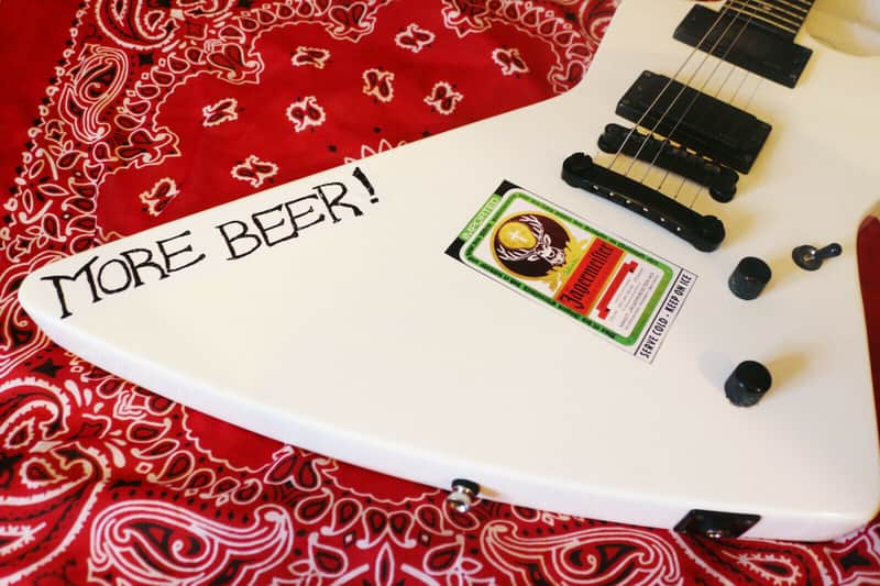 Metallica James Hetfield White ESP Gibson Explorer More Beer Jager Sticker Decal image 1