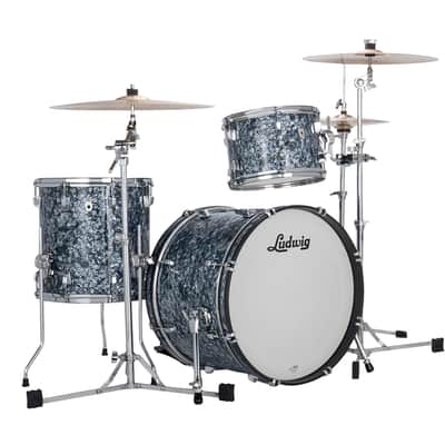 Ludwig NeuSonic Steel Blue Pearl Wrap Downbeat Drums 14x20_14x14_8x12 3pc Shell Pack | NEW Authorized Dealer image 1