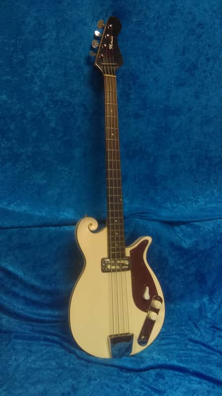 Premier Scroll Bass 1960's Orange Sparkle Binding DeArmond P'up Univox Made NYC *RARE* MAKE OFFER image 1