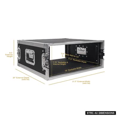 STRC-4U | 4U Space PA/DJ Rack/Road Case w/ 21" Depth, Plywood, Metal Ball Corners, Pro Tour Grade Flight Case image 6