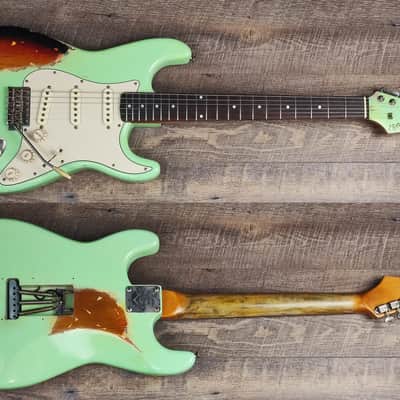MyDream Partcaster Custom Built - Surf Green-over-Sunburst SRV image 2