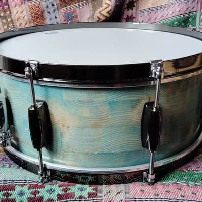 SSS Solid Shell Shop Custom Snare Drum 2025 - Turquoise image 6