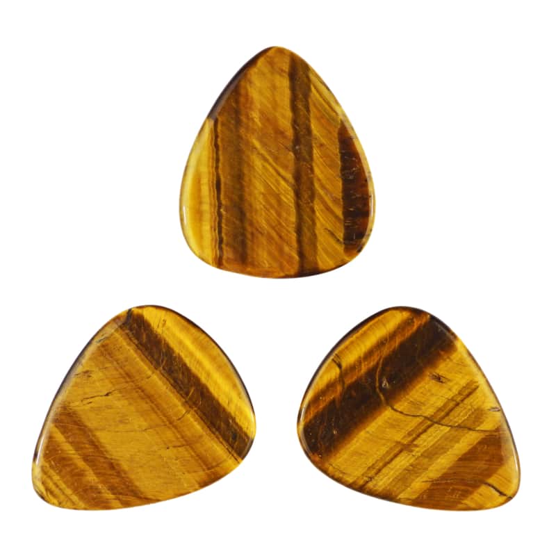Yellow Tiger's Eye Stone Guitar Or Bass Pick - Specialty Handmade Gemstone Exotic Plectrum - 3 Pack New image 1