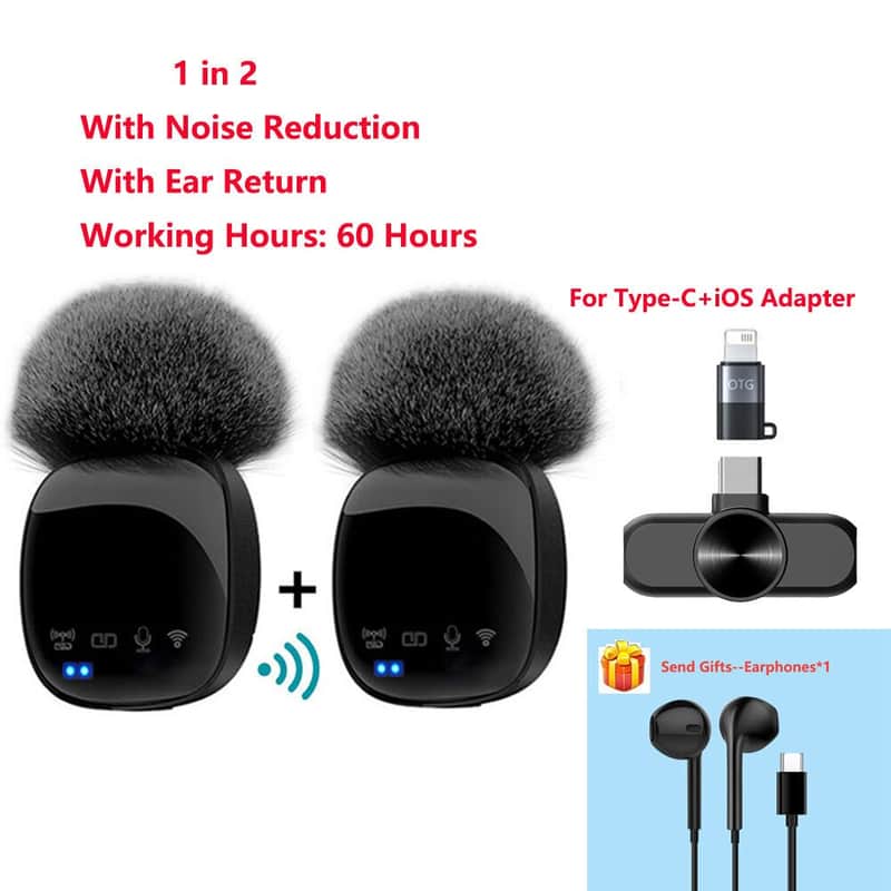 Wireless Lavalier Microphone HD Portable Audio Video Recording Mini Microphone for iPhone Android Live Gaming Phone Microphone image 1