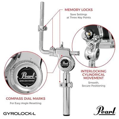 Pearl Gyrolock-L Tom Arm, Short Length, 7/8" Base W/12Mm L-Rod (THL1030S) image 3