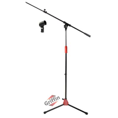 GRIFFIN Microphone Stand (StageLOCK Series) with Telescoping Boom Arm & Mic Clip – Tripod Leg Base, Collapsible Arm for Studio, DJ, Karaoke Use image 2