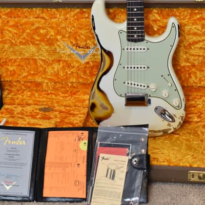 2018 Fender Custom Shop 1963 Stratocaster - Heavy Relic Olympic White over Sunburst image 24