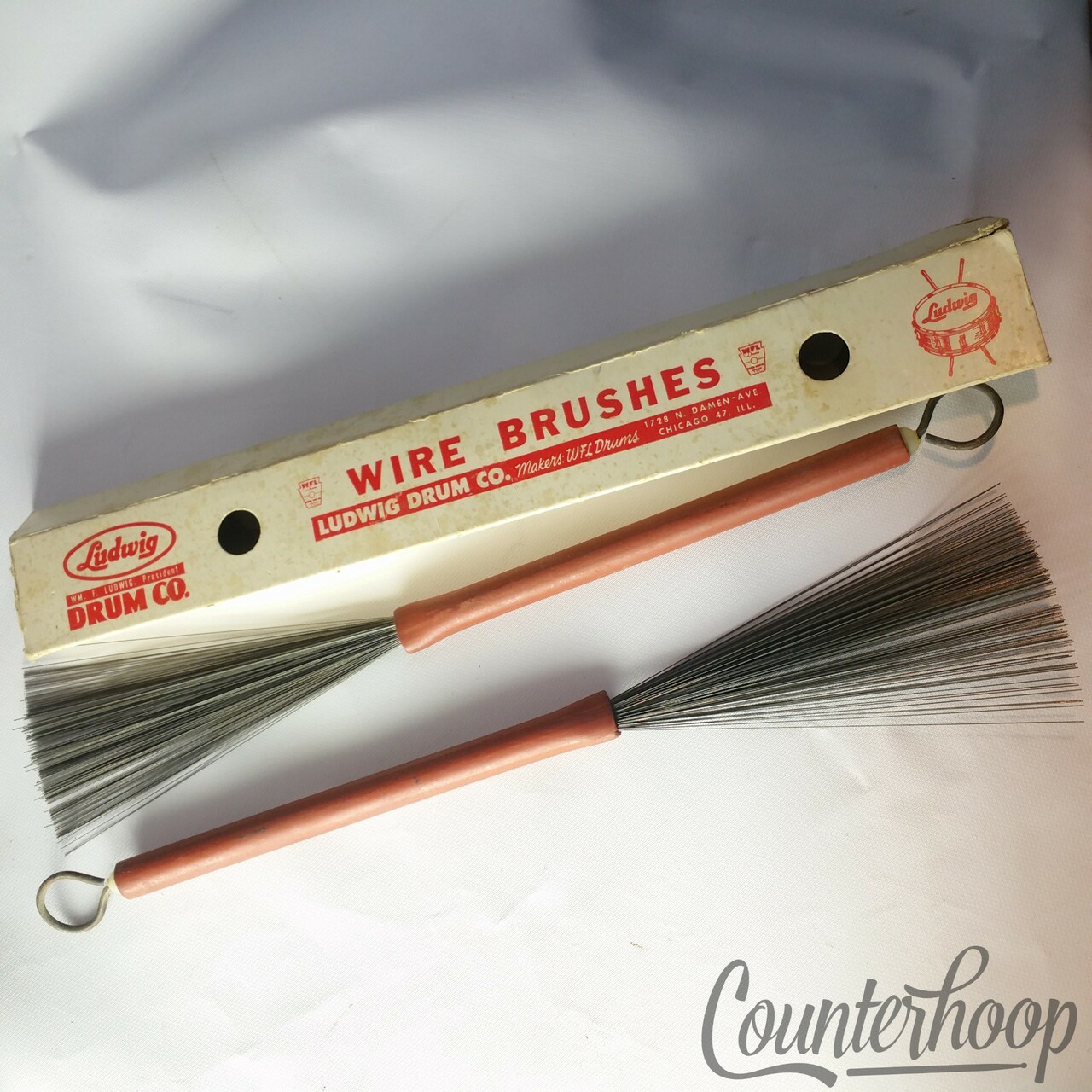 Ludwig WFL Wire Brushes Vintage50s+OG Box Jazz Snare Drum Set Sticks Retractable — main photograph