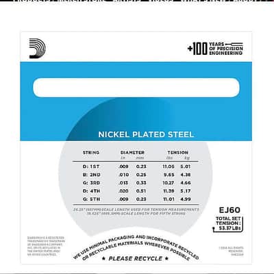 D'Addario Banjo Strings  EJ60 (form J60)  Nickel Steel  Light image 3