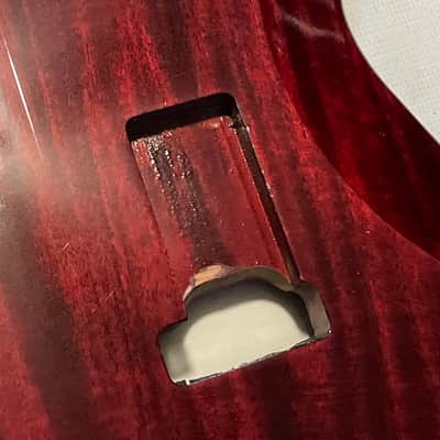 Made in USA KNE Charvel Pro Mod So Cal Style Red Stain Mahogany Guitar Body Floyd Ready Truss Wheel Cutout image 16