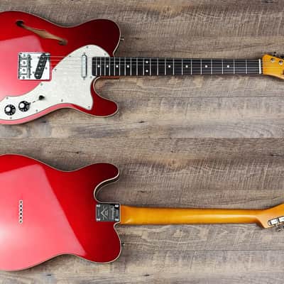 MyDream Partcaster Custom Built - Thinline Candy Apple Red Quarter Sawn image 1