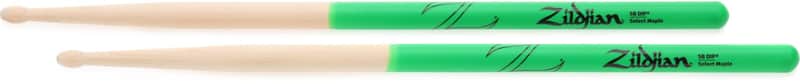 Zildjian Maple Dip Series Drumsticks - 5B - Wood Tip - Green (2-pack) Bundle image 1