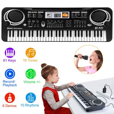 🎹CHILDREN'S SIZED Portable 61 Key Electric Piano / Keyboard USB, Microphone, & Battery Powered!🎹 image 1