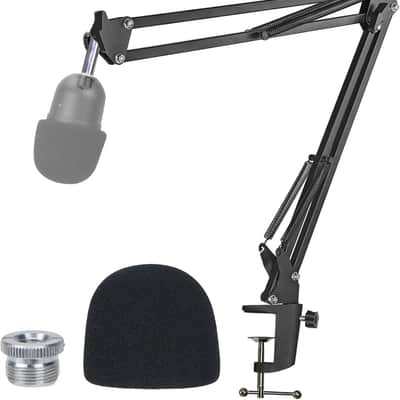 Mini Boom Arm with Pop Filter - Mic Stand with Foam Cover Windscreen Compatible with Mini Streaming Microphone image 1