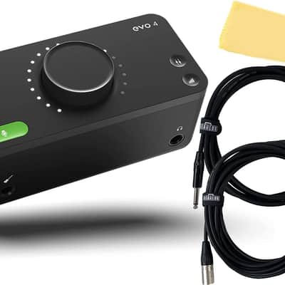 Audient EVO 4 Audio Interface with Instrument Cable, XLR Cable, Polishing Cloth image 1