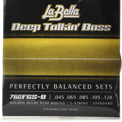 La Bella 760FGS-B Deep Talkin' Bass Gold Flats Electric Bass Guitar Strings - .045-.128 5-string image 1