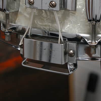 Rogers 5x14" Dynasonic Wood Snare Drum - 1960s White Marine Pearl image 4