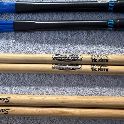 Drum Stick Lot – Vic Firth, Sam Ash, Zildjian Drumsticks & Flix Brushes – Mixed Lot of 8 Pairs image 4