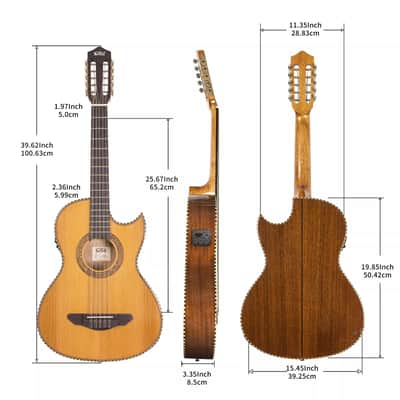 10-String Electric Acoustic Bajo Quinto – Solid Cedar Top with Sapele Back & Sides image 2