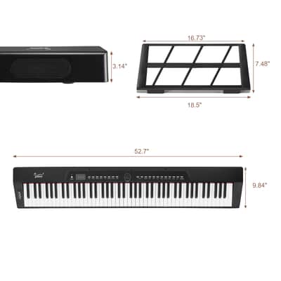 Glarry GPP-106 88 Key Folding Piano Semi-Weighted Standard Keyboards Digital Piano with MIDI Bluetooth, Handbag, Headphone, for Piano Lovers 2020s - Black image 7
