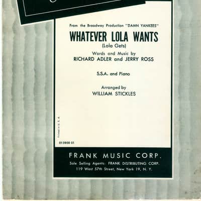 Frank Choral Library set of 3 Music Sheets Vintage 1950's Words and Music from The Pajama Game, Damn Yankees, The Most Happy Fella image 4