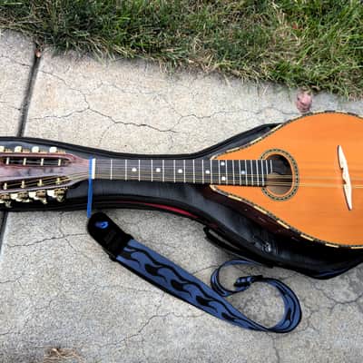 Taisamlu A-Shape Mandolin with strap and soft case.  Fresh set up.  New strings.  Nut and bridge saddle are bone.  Plays nicely.  Sounds great.  Its loud! image 2