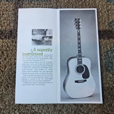 Vintage 1969 Martin D-45 Reintroduction Pamphlet! Rare, Original Case Candy, Paperwork! image 2