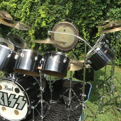 Pearl Peter Criss 1970’s KISS Alive 2  Drum Set Black/Chrome 14-Piece Fiberglass Concert Tom Drums image 15
