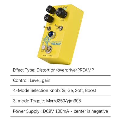 Distortion/Overdrive/Preamp Guitar Effect Pedal 4 Mode Switch imagen 5
