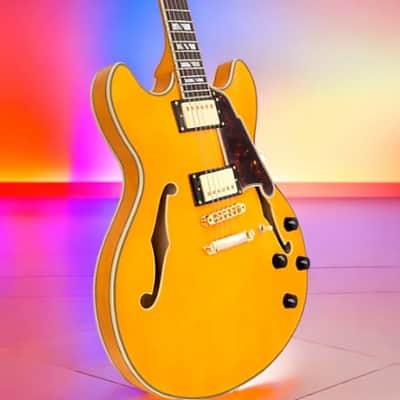 D'Angelico Excel DC Double-Cutaway Semi-Hollow Electric Guitar, Amber image 3