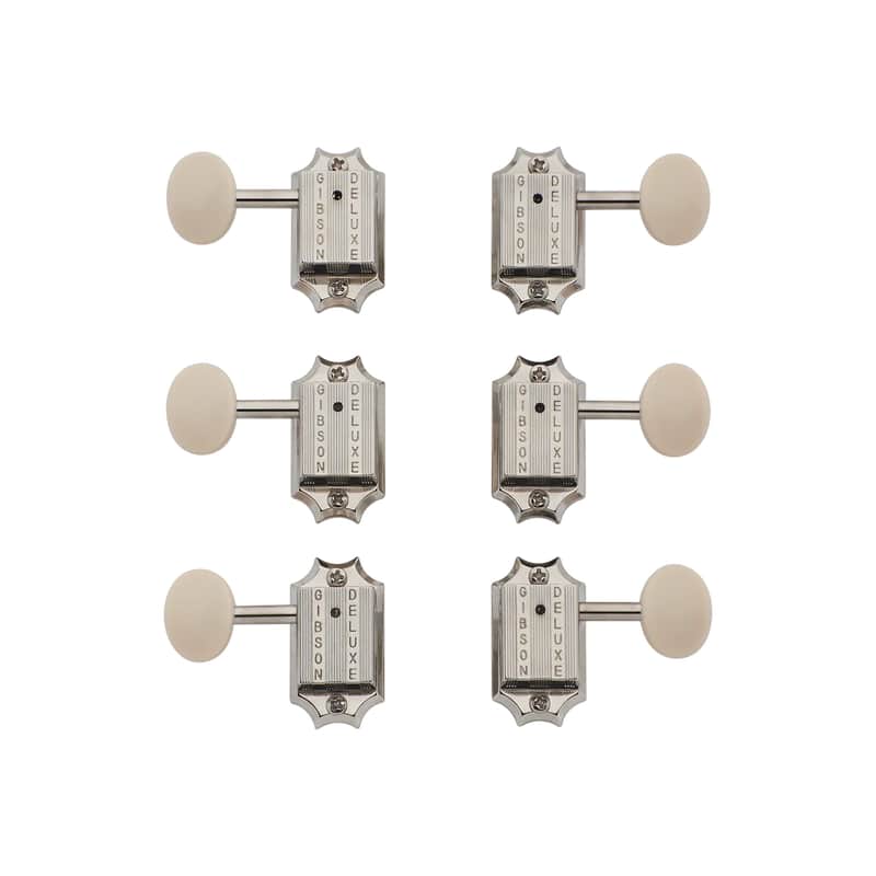 Gibson PMMH-060 Deluxe Vintage White Button Nickel Tuning Machine Set image 1