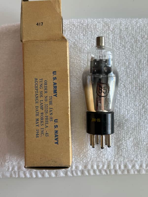 NOS Tung-Sol JAN 85 Vacuum Tube Circa-1940s-Glass image 1