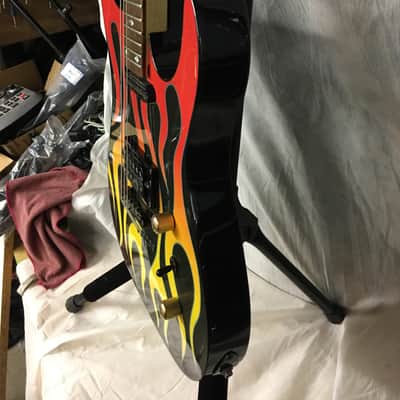 B.C. Rich ASM body art collection "Torchy" Black with flame graphic image 4