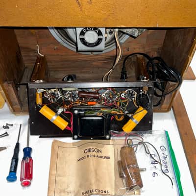 1948 Gibson BR-6 2-Input 10-Watt , 10" Guitar Combo Amp Original Rola Speaker, Completely Serviced, With Manual ! image 8