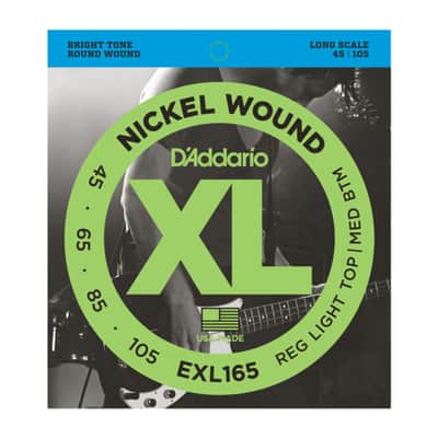 D'Addario Bass Strings  XL Nickel 45-105 45-65-85-105, EXL165 - String Set for 4 String Bass Guitar image 1