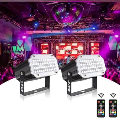 Halloween Strobe Light With Remote, Sound Activated Mini Led Strobe Lights, Super Bright 48 Rgb Led, Remote Control Flash Stage Lighting, Best For Dj Home Party Show Club Disco Dance (2-Pack) image 1