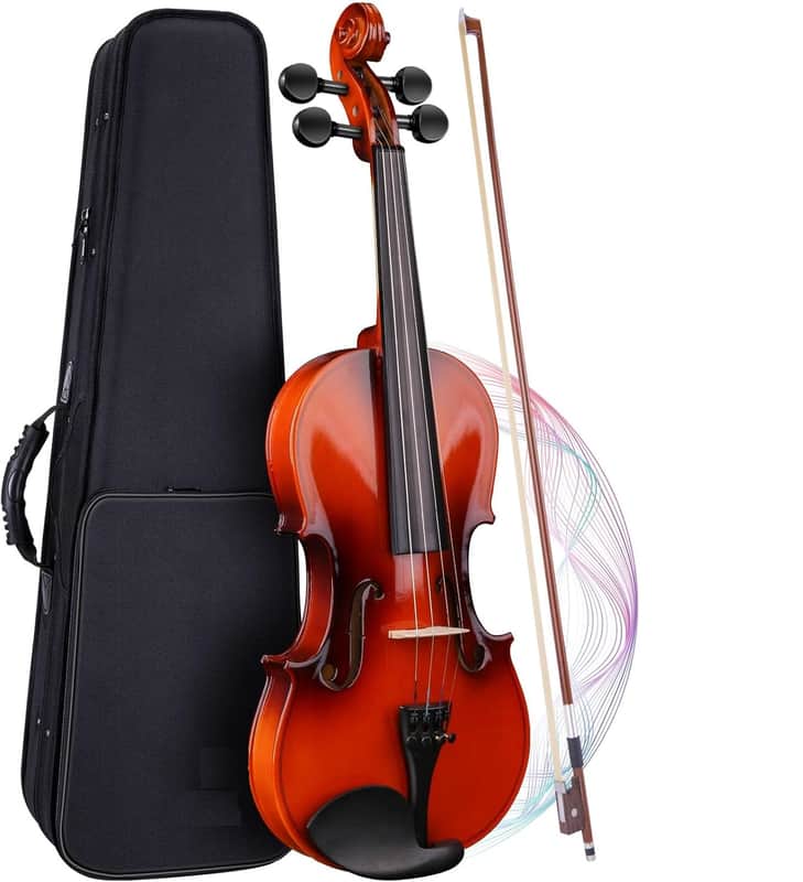 4/4 Polished Violin Kit for Beginners, Acoustic Violin with Hard Case, Solidwood Starter Kit with Bow, Rosin, Shoulder Rest, Tuner image 1