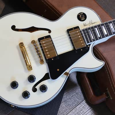 2017 Gibson Custom Alex Lifeson Limited Edition ES-Les Paul Custom #57 of 200 Semi-Hollow Electric Guitar Classic White + COA OHSC image 3
