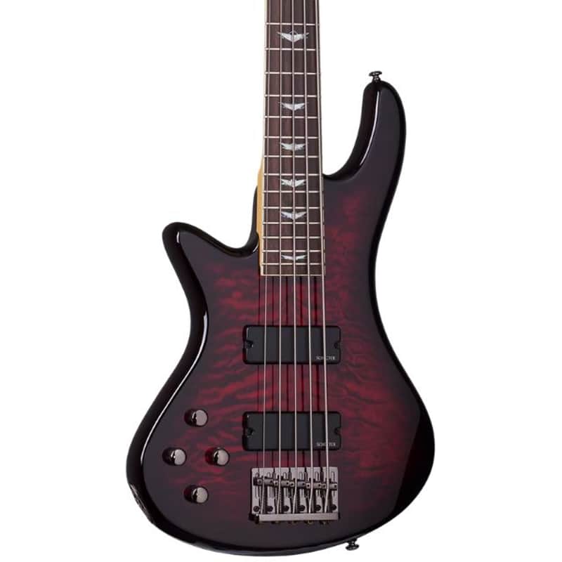 Schecter Stiletto Extreme-5 Left Handed Bass Guitar Black Cherry image 1