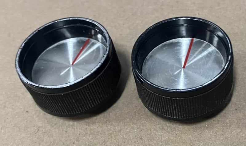 Silvertone- amp knobs, pair, 60's image 1