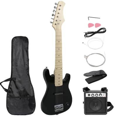 Accessories Pack Black Kids Beginner Guitar With Amp Case 30" Electric Guitar image 1