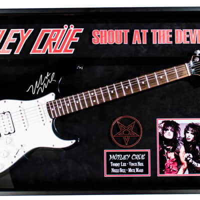 Motley Crue – Autographed Electric Guitar Signed in Framed Case with COA image 1
