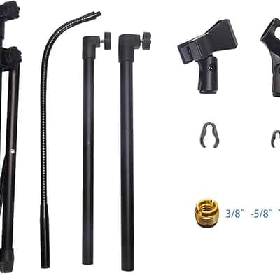 Mic Stand Boom Microphone Stands Tripod Gooseneck mic arm stand Height Adjustable 3'- 6' with Mic Clips and 3/8" - 5/8" Adapter Microphone stand for Singing image 4