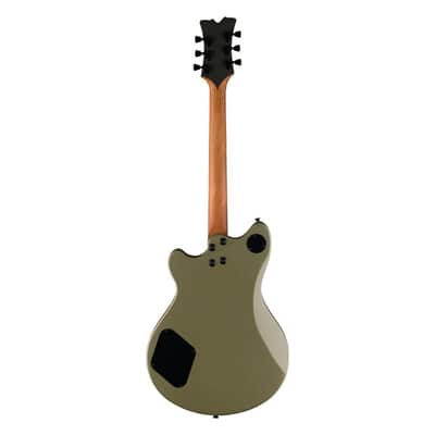 EVH SA-126 6-String Right-Handed Special Electric Guitar with 12 to 16-Inch Compound Ebony Fingerboard, 22 Jumbo Frets, and Triple Block Inlays (Matte Army Drab Black Ebony) image 2
