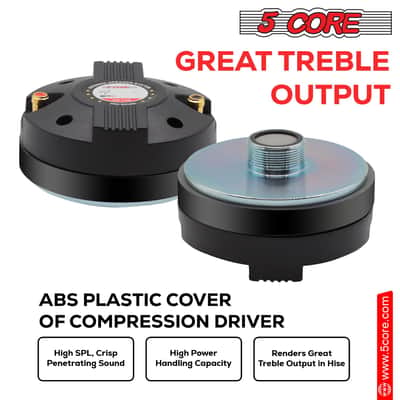 5 CORE Horn Speaker Tweeter Compression Driver 1.75 Inch Titanium Voice Coil 220W Peak 8 Ohm 110 Watts RMS Loud 105dB 18 Oz 110mm Magnet- Screw-on Thr image 15