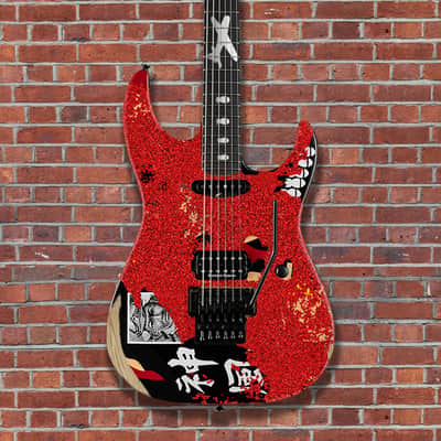 (Pre-Order) ESP Custom Shop George Lynch - Red Sparkle Painted Over Kamikaze-I Graphic Distressed With Matching Headstock image 1
