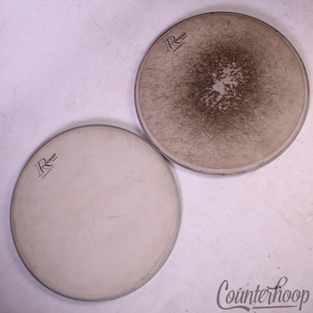 Rogers 12"Tom Drum Heads 2x Set Batter/Resonant Coated WeatherKing A1 Vintage60s — main photograph